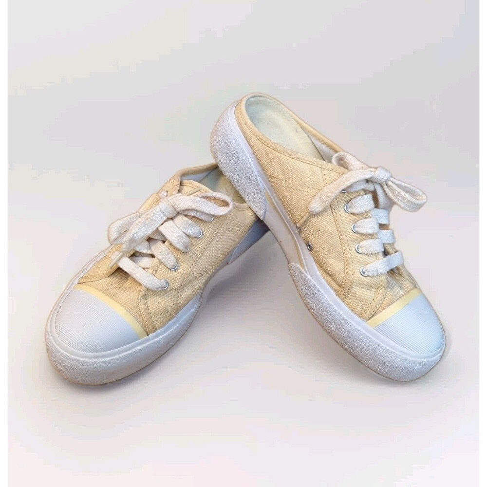 Nike Cream Canvas Mule Sneakers with White Toe